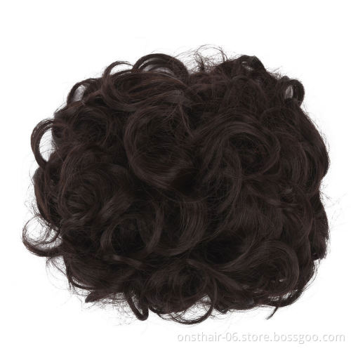 MYZYR Elastic Chignon Hairpiece Curly Messy Bun Mix Gray Natural Chignon Synthetic Hair Extension Chic and Trendy